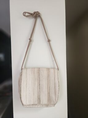 De Vecchi Woven Fabric Cream Crossbody